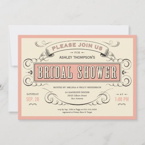 Unique Vintage Bridal Shower Invitations