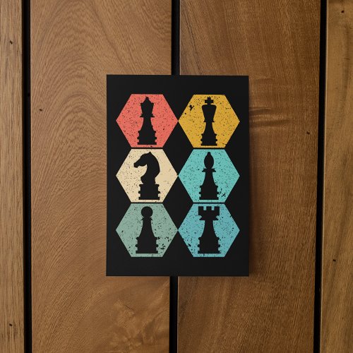 Unique Vintage Chess Pieces Sunset Postcard