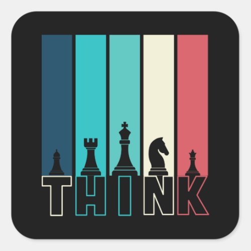 Unique Vintage Chess Pieces Think Colorful  Square Sticker