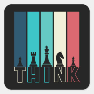 Unique Vintage Chess Pieces Think Colorful  Square Sticker