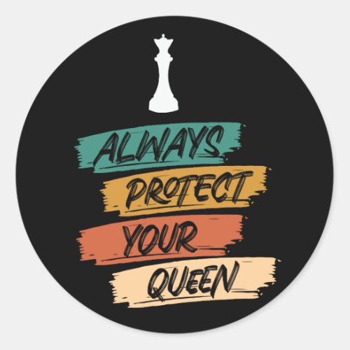 Unique Vintage Chess Queen Quote Sunset Classic Round Sticker