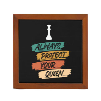Unique Vintage Chess Queen Quote Sunset Desk Organizer