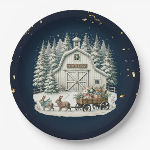 Unique vintage Christmas Scenery Paper Plates