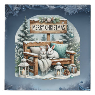 Unique vintage Christmas Scenery Paper Plates Faux Canvas Print