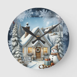 Unique vintage Christmas Scenery Paper Plates Round Clock