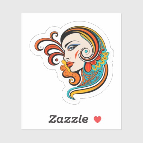 UNIQUE VINTAGE GLAM WOMEN PROTRAIT STICKER