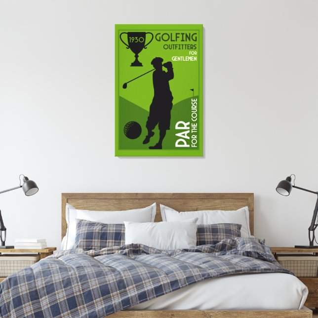Unique Vintage Golf Gift Canvas Print (Insitu(Bedroom))