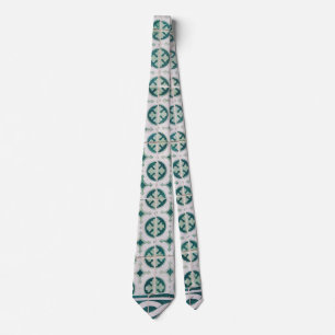 Unique Vintage Green Portuguese Tile Neck Tie