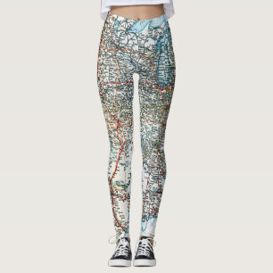 Unique Vintage Highway Map of the USA Leggings