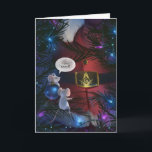 Unique Vintage Masonic Santa Claus Christmas Holiday Card<br><div class="desc">Unique masonic Christmas cards that can be personalized for your fellow lodge brothers, friends and family. This one of a kind freemasonry style painting illustrated by Raphaela Wilson in 2020 depicts a vintage Santa Claus wearing a gold square and compass belt buckle. One of the white mice watching from the...</div>