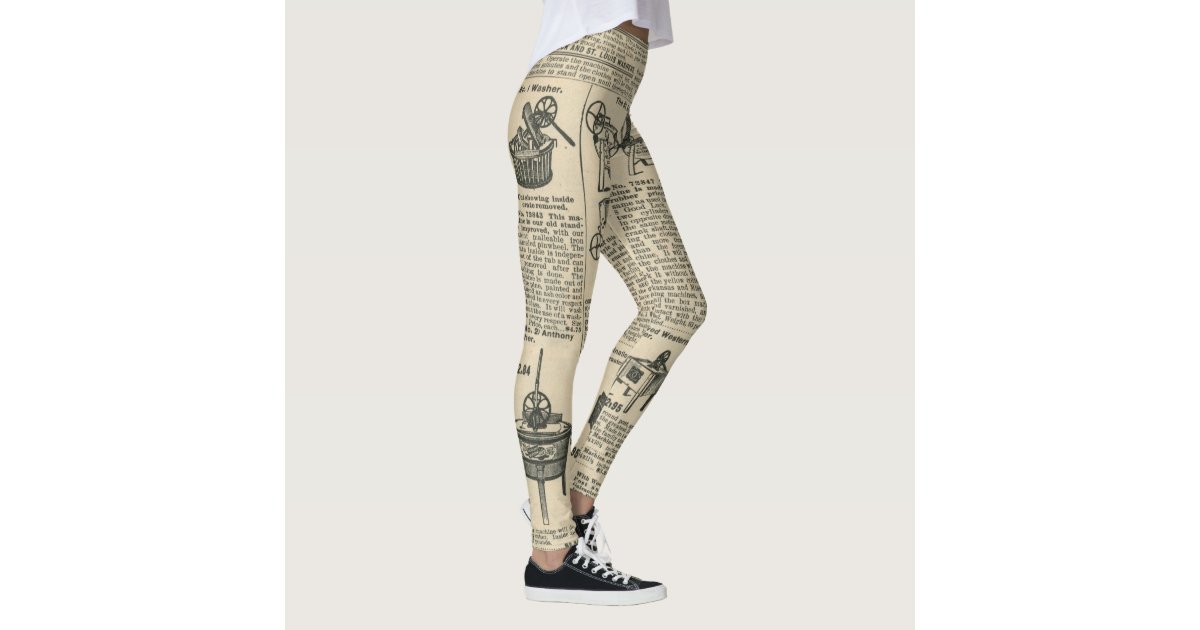 Unique Vintage Newsprint Newspaper Pattern womens Leggings