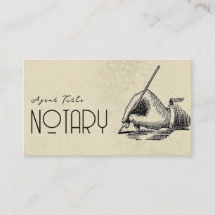 Unique Vintage Notary Writer Logo QR Code  Business Card