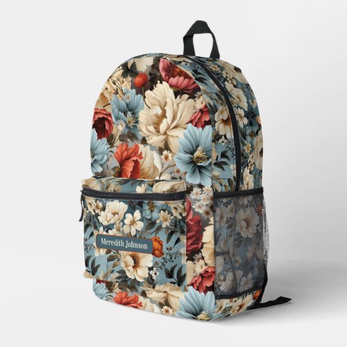 Unique vintage peony flower floral  printed backpack