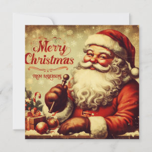 Unique vintage retro illustration Santa Claus Holiday Card
