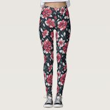 Unique Vintage Retro Red And Black Floral Pattern
