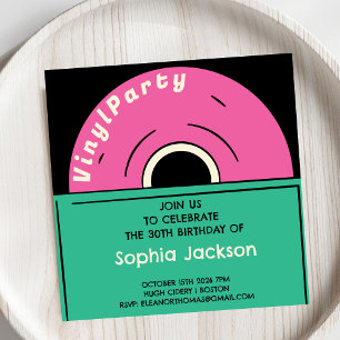 Unique Vintage Retro Vinyl Birthday Adult Party Invitation