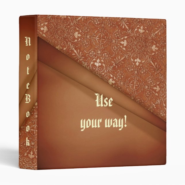 Unique Vintage Solid Damask Notebook Binder (Front/Spine)