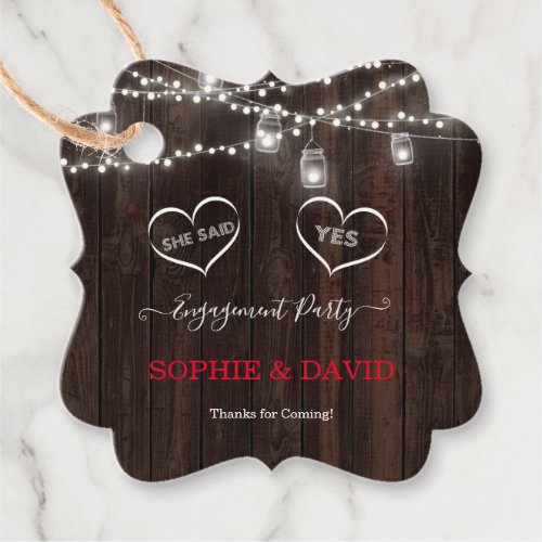 Unique Vintage String Lights Old Barn Engagement   Favor Tags