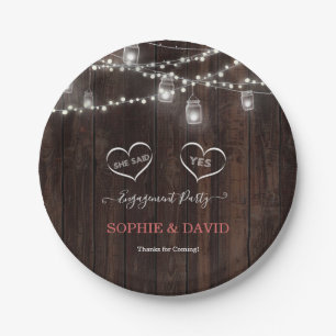 Unique Vintage String Lights Old Barn Engagement Paper Plates