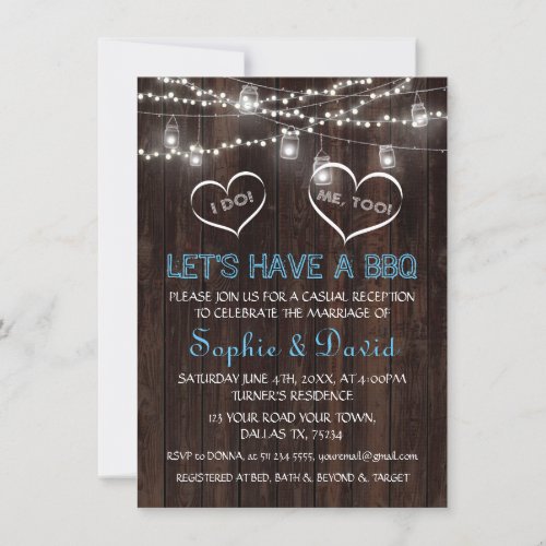 Unique Vintage String Lights Old Barn I DO BBQ Invitation