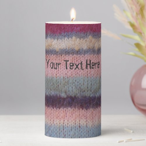 unique vintage stripes fun colorful knitted pillar candle