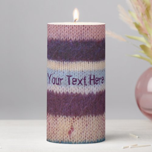 unique vintage stripes fun colorful knitted pillar candle