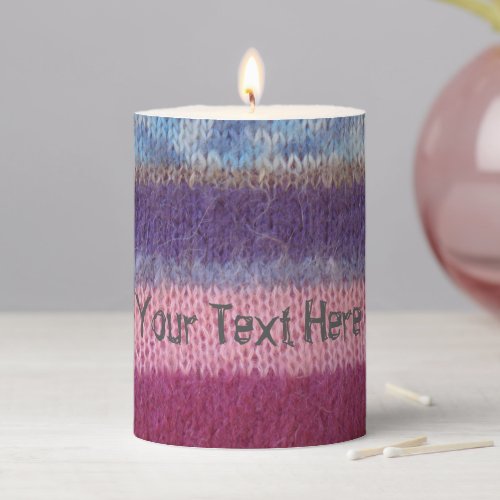 unique vintage stripes fun colorful knitted pillar candle