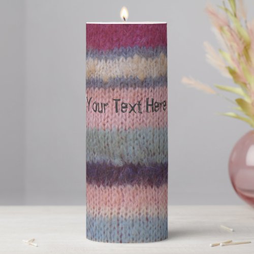 unique vintage stripes fun colorful knitted pillar candle