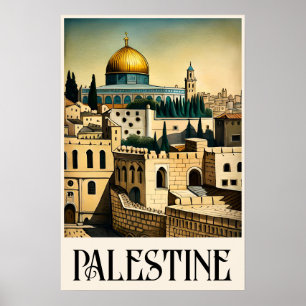 Unique Vintage Style Illustration Jerusalem Poster