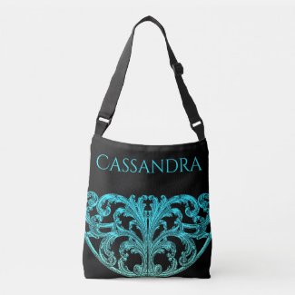 Unique Vintage Swirl Ombre Blue Personalized Tote Bag