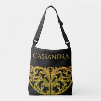 Unique Vintage Swirl Ombre Gold Personalized Tote Bag
