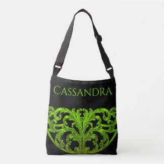 Unique Vintage Swirl Ombre Green Personalized Tote Bag