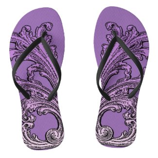 Unique Vintage Swirl Ombre Purple Design Flip Flops