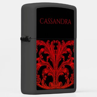 Unique Vintage Swirl Ombre Red Personalized Tote B Zippo Lighter