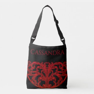Unique Vintage Swirl Ombre Red Personalized Tote Bag