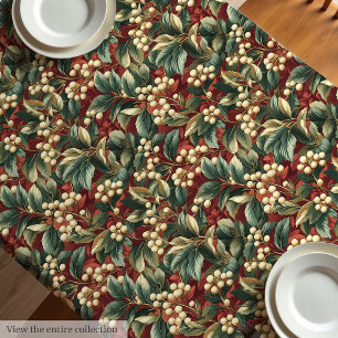 Unique vintage tablecloth in muted Christmas tones
