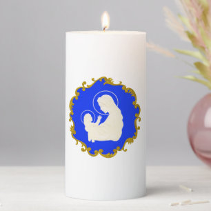 Unique Vintage Virgin Mary and Baby Jesus Pillar Candle
