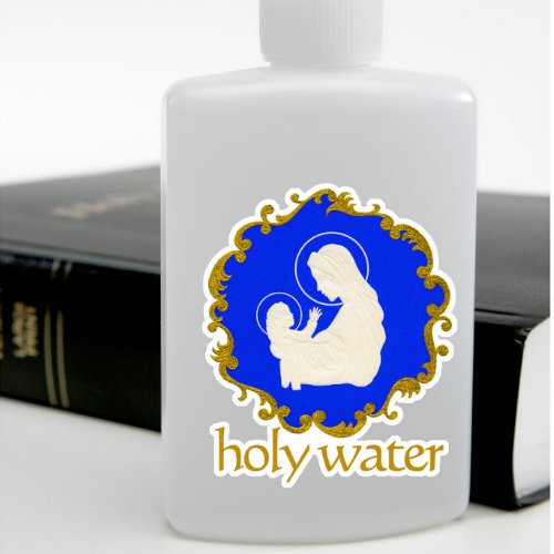 Unique Vintage Virgin Mary and Jesus Holy Water  Sticker