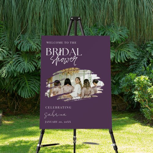 Unique Violet Custom Photo Bridal Shower Welcome Foam Board