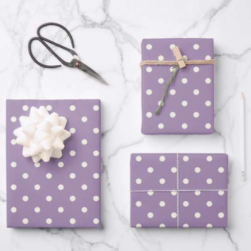 Unique Violet Purple Haze White Polka Dot Pattern Wrapping Paper Sheets