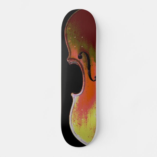 Unique Violin Distressed Musical Fiddle Skateboard (Front)