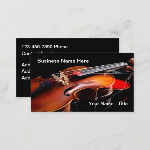 Unique Violin Music Theme Business Cards