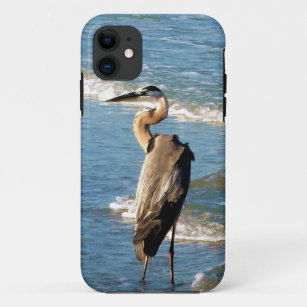 Unique Water Bird Fishing In Surf Photo  iPhone 11 Case