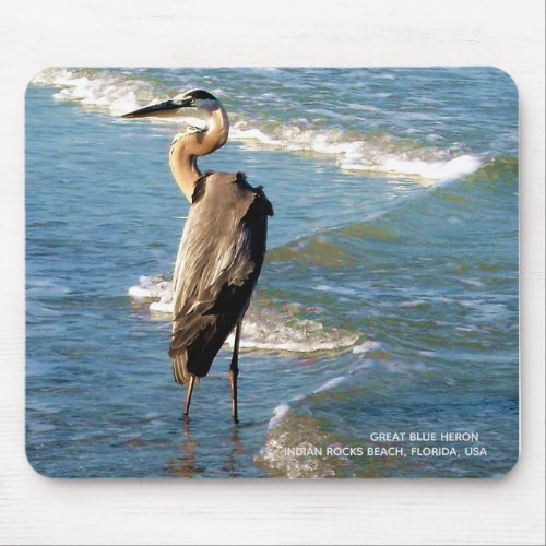 Unique Water Bird Fishing In Surf Photo Mousepad