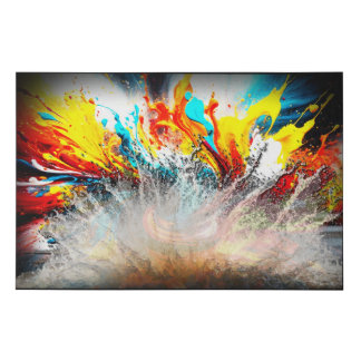 Unique Water Splash Multi-Color Digital Art Faux Canvas Print