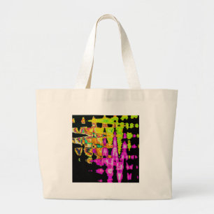 Unique Watercolor Artwork: Purple, Black, and Lime Large Tote Bag
