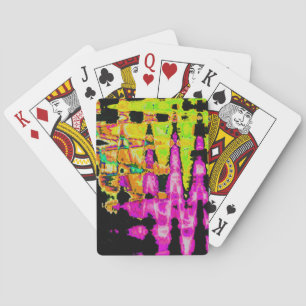 Unique Watercolor Artwork: Purple, Black, and Lime Poker Cards