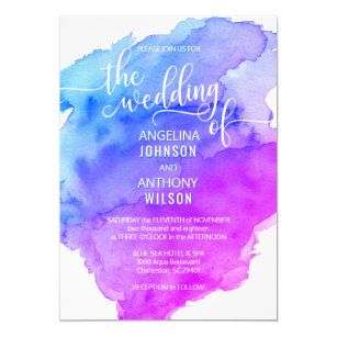 purple and blue wedding invitations zazzle