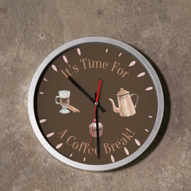 Unique Watercolor Coffee Themed Round Circle Clock (Creator Uploaded)