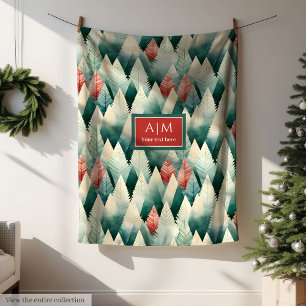 Unique watercolor festive deep tones holiday throw fleece blanket